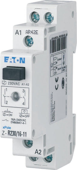 Eaton Z-R230/16-20 Installatierelais Nominale spanning: 230 V, 240 V Schakelstroom (max.): 16 A 2x NO 1 stuk(s)