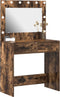 vidaXL - Kaptafel - met - LED-verlichting - in - Rokend - Eiken - 78,5x41x135 - cm