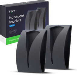 EAVY Handdoekhaakjes Zelfklevend 2 stuks - Handdoekhouder Zwart - Zelfklevende Haakjes - Wandhaak - Haken - Ophanghaken