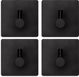 EAVY Handdoekhaakjes Zelfklevend Zwart - 4x Zelfklevende Haakjes - Handdoekhouder - Plakhaakjes - Wandhaak