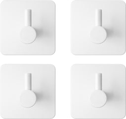 EAVY - Set van 4 Zelfklevende handdoekhaakjes RVS - handdoekhouder - wandhaak - plakhaak - WIT
