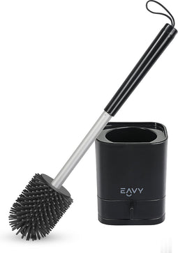 EAVY - WC Borstel met Houder - Hygiënische Toiletborstelhouder Siliconen - Zwart - Vierkant