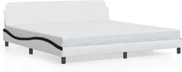 vidaXL - Bedframe - met - hoofdbord - kunstleer - wit - en - zwart - 200x200 - cm