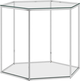 vidaXL - Salontafel - 60x53x50 - cm - roestvrij - staal - en - glas - zilverkleurig