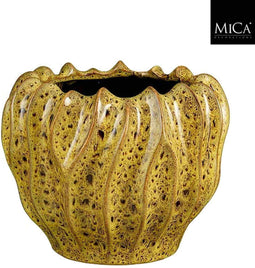 Mica Decorations Bloempot Thom - 27.5x27.5x22 cm - Keramiek - Geel