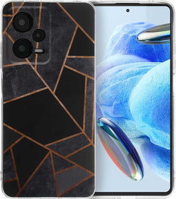 imoshion Hoesje Geschikt voor Xiaomi Redmi Note 12 Pro Hoesje Siliconen - imoshion Design hoesje - Meerkleurig / Black Graphic