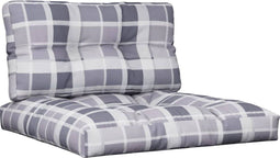 vidaXL - Palletkussens - 2 - st - ruitpatroon - stof - grijs