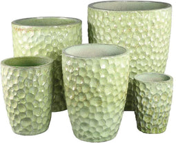 PTMD Bloempot Matty - 56x56x70 cm - Keramiek - Geel - Set van 5