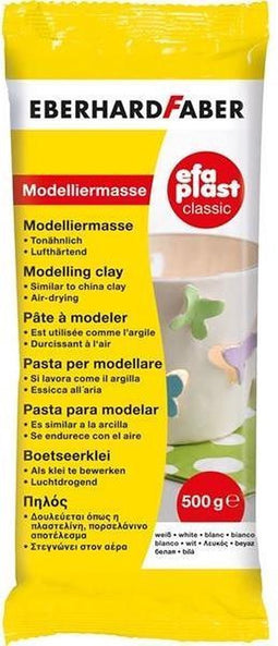 Eberhard Faber boetseerklei - Efaplast Classic - zelfhardend - 500 gram - wit - EF-570301
