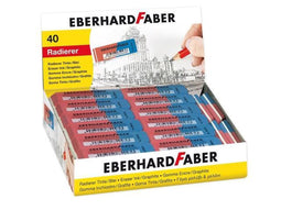 Eberhard Faber gum - 40 stuks - rood/blauw - inkt/potlood - EF-585443