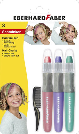 Eberhard Faber haarkrijt - roze paars turquoise - set 3 stuks - EF-579202