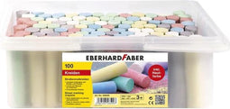 Eberhard Faber stoepkrijt - 100 stuks - in plastic bak - assorti - EF-526599
