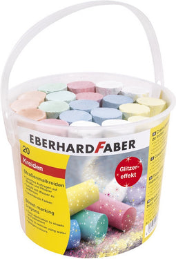 Eberhard Faber stoepkrijt - 20 stuks - in emmer - glitterkleur - EF-526520