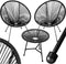 tectake® Bistroset - 2 stoelen en 1 tafel - Retro Egg Chairs Acapulco-stijl - Weerbestendig - Zwart