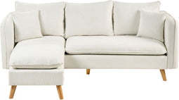 DALVIK - Hoekbank met ottomaan - Wit - Linkszijdig - Polyester