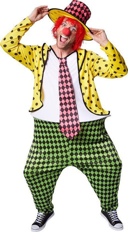 dressforfun - Herenkostuum clown Pepe L - kleurrijke overall met clownsneus en hoed