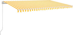vidaXL - Luifel - handmatig - uittrekbaar - met - LED - 500x350 - cm - geel - en - wit