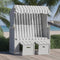 vidaXL - Strandstoel - met - luifel - poly - rattan - en - massief - hout - grijs - en - wit