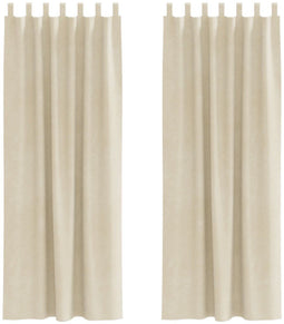 vidaXL - Blackout - Gordijnen - met - Hanglussen - 2 - stuks - Crème - Velvet