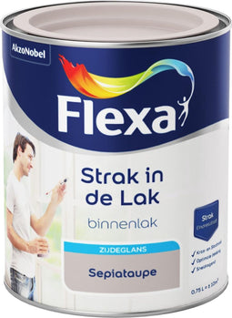 Flexa - Strak in de Lak - Watergedragen - Zijdeglans - sepiataupe - 0,75 liter