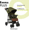 Lionelo Emma Plus - Buggy - Licht en Duurzaam - Verstelbare Rugleuning - XXL Luifel - Grote Mand - Organizer - Schokdempers - 5-Punts Gordel - Tot 15 kg