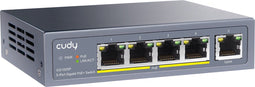 Cudy GS1005P - Unmanaged Switch - 5x 1Gbps Ethernet - 4x PoE+ (802.3at) - 60W PoE-budget - 10Gbps bandbreedte
