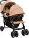 vidaXL - Tweelingkinderwagen - tandem - staal - taupe