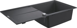 GROHE K400 - Composiet Spoelbak - 100x50cm met afdruipgedeelte en automatische afvoer - Granite Black