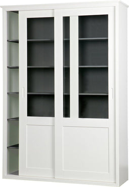 WOOOD Vince Schuifdeurkast - Grenen - Wit - 208x147x46