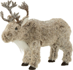 J-Line kerstfiguur Eland - pluche - bruin/grijs - small