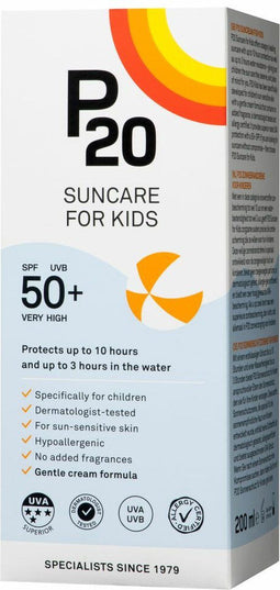 P20 Kids SPF 50+ - Zonnebrand lotion - Tot 10 uur bescherming - 200 ml