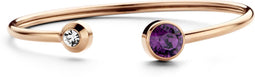 CO88 Collection Birthstone 8CB 90250 Stalen Flex Bangle - Geboortesteen Februari met Swarovski Elements 8 mm - Grootte 58 x 50 mm - Rosékleurig / Paars