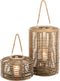 J-Line lantaarn Rond Lang - rotan - licht naturel