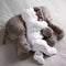 Grote knuffel - Olifant - 45x55 cm - Pluche - Grijs