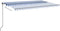 vidaXL - Luifel - handmatig - uittrekbaar - 500x350 - cm - blauw - en - wit