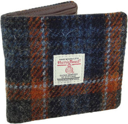 HerenPortemonnee Mull Grijs en Roestbruin-rode ruit - Harris Tweed - Glen Appin of Scotland