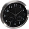 Perel Wandklok, rond, analoog, 35,5 cm, radiogestuurde tijdsaanduiding (DCF), met thermometer en hygrometer, aluminium, zilver