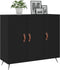 vidaXL - Dressoir - 90x34x80 - cm - bewerkt - hout - zwart