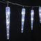 ECD Germany LED Ijspegel Lichtketting koud wit 40 pins, gordijn 5,7m + 5m kabel, 8 lichtstanden + timer, waterdicht IP44 binnen/buiten, ijspegelketting ijsregen Kerstverlichting Kerstdecoratie