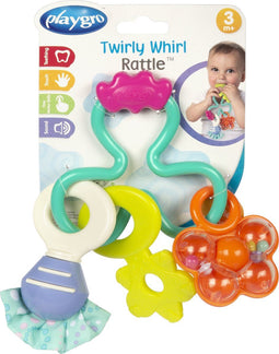 Playgro Twirly Whirly - Bijtspeeltje en Rammelaar - Diverse texturen en geluidjes - Multicolor