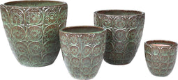 PTMD Jinte Ronde Bloempot - H52 x Ø53 cm - Set van 4 - Keramiek - Groen