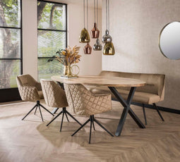 Eetkamerbank 180 cm pull - Champagne velours