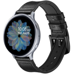 Echt lederen bandje Galaxy Watch 40/42mm / Active 2 42/44mm / Watch 3 41mm - Zwart