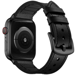 Echt lederen bandje voor de Apple Watch Series 1-9 / SE - 38/40/41 mm - Zwart