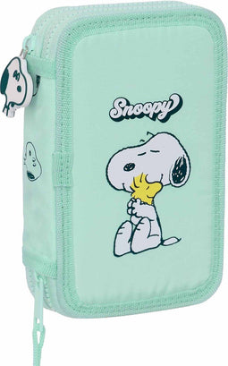Dubbele etui Snoopy Groovy Aquamarijn 12.5 x 19.5 x 4 cm 28 Onderdelen