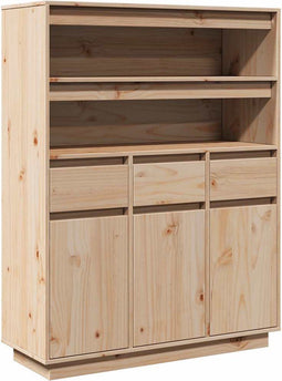 vidaXL - Hoge - kast - 89x34x116,5 - cm - massief - grenenhout