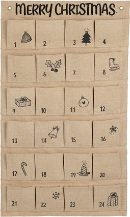 House of Seasons Adventskalender - L85 x B50 cm - Jute - Bruin