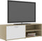 vidaXL - Tv-meubel - 120x34x37 - cm - bewerkt - hout - wit - en - sonoma - eikenkleurig