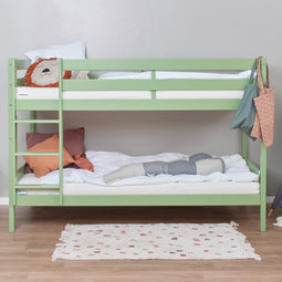 ECO Comfort stapelbed 90x200 cm met lattenbodem, bleekgroen, ECO-gecertificeerd FSC-hout, Massief Grenenhout, Lak op Waterbasis, Gemaakt in de EU, 10 jaar Fabrieksgarantie