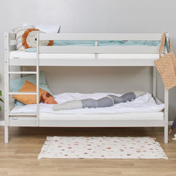 ECO Comfort stapelbed 90x200 cm met lattenbodem, Duif Grijs, ECO-gecertificeerd FSC-hout, Massief Grenenhout, Lak op Waterbasis, Gemaakt in de EU, 10 jaar Fabrieksgarantie